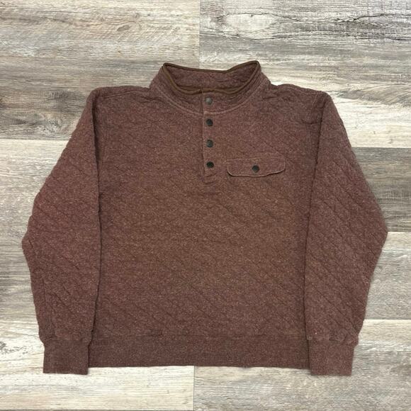 Faherty‎ Brick Red Mens Large 1/4 Snap Epic Quilted Fleece Mock Neck Pullover - Picture 1 of 10